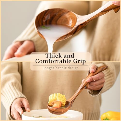 Gudamaye 3 Size Wooden Soup Ladles Set, 3 Hooks - Image 5