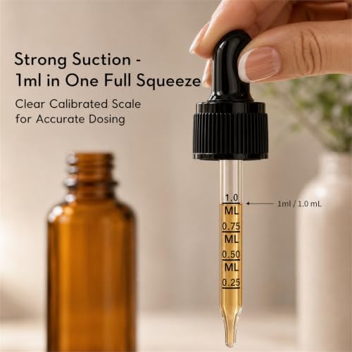 PrettyCare 99 Pack 1 oz Amber Glass Dropper Bottles - Image 3