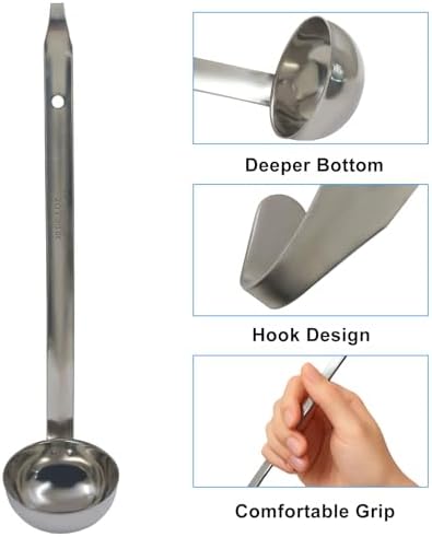 Hitefu 3 Pcs Stainless Steel Soup Ladle Set, 2 oz - Image 4