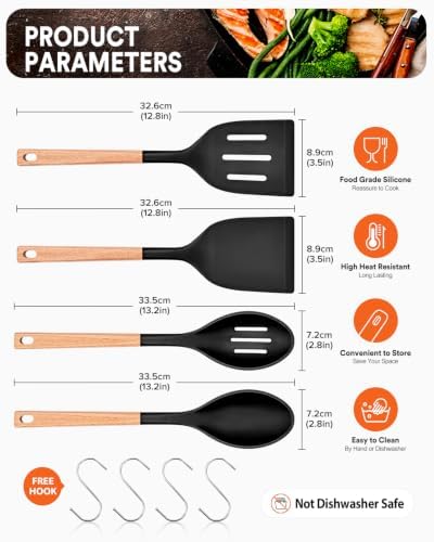 Badiano Cooking Utensils for Nonstick Cookwares, Large Spatula&Spoon - Image 2