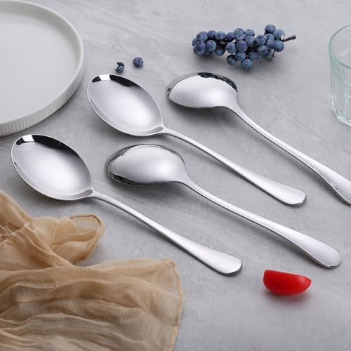 E-far Large Serving Spoons Set of 4, Stainless Steel Serving Utensils Set - Image 7