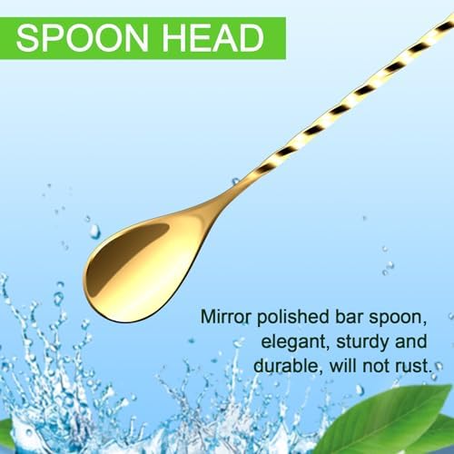 Briout Bar Spoon Cocktail Mixing Stirrers, 12” - Image 3