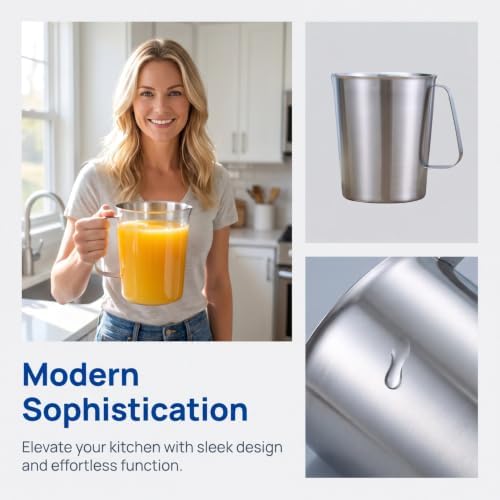 Veemoon 2000ml 304 Stainless Steel Measuring Cup Milk Pitcher - Image 6