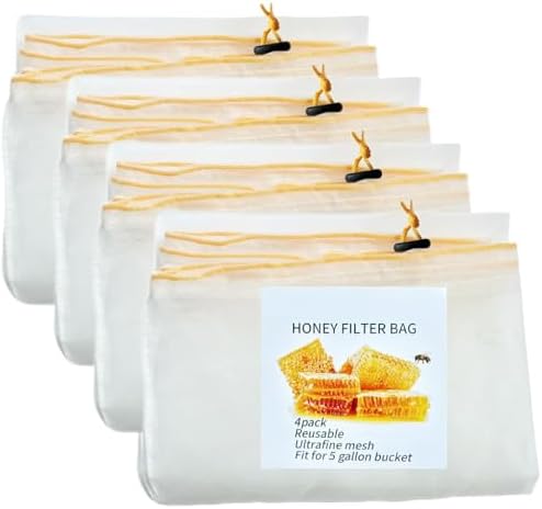 SPMKTQK Honey Strainer, Honey Filter Bag Ultra-Fine Mesh Strainer 4Pcs by SPMKTQK