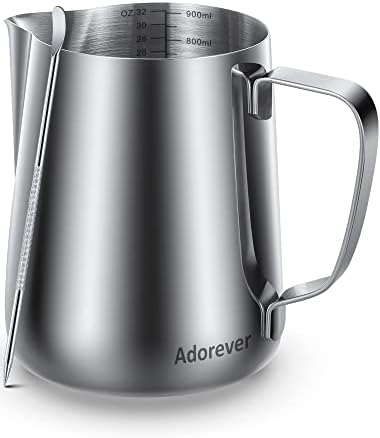 Milk Frothing Pitcher, 32oz Steaming Pitcher Stainless Steel Espresso Machine by Adorever