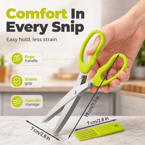 5-Blade Stainless Steel Herb Scissors Multipurpose Kitchen Gadgets - Image 6