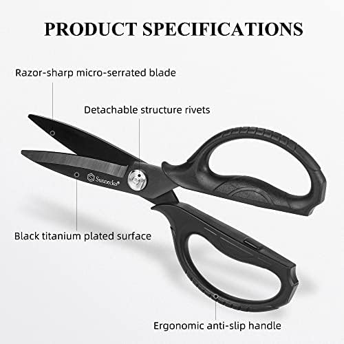 Sunnecko Kitchen Scissors All Purpose Heavy Duty Scissors Titanium Coated - Image 2