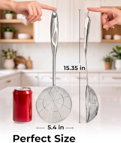 Zulay Kitchen Stainless Steel Skimmer Strainer Ladle - Image 2