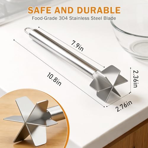 Meat Masher, 6 Blade Stainless Steel Ground Beef Chopper Kitchen Tool - Image 3