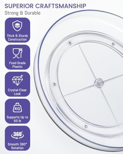 2 Pack 9 Inch Clear Acrylic Lazy Susan 360° Turntable Organizer Spice Rack - Image 4