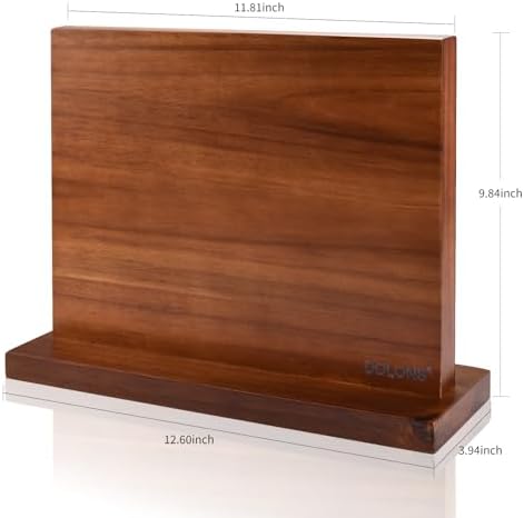 Magnetic Knife Block, Acacia Wood Kitchen Knife Holder - Image 3