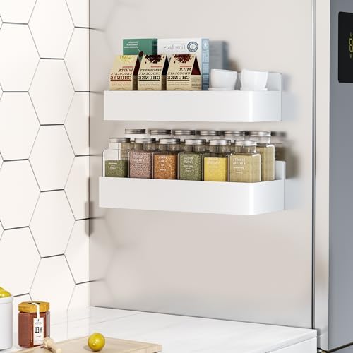Mystozer Magnetic Spice Rack for Refrigerator White, 2 Pack by Mystozer