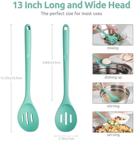 U-Taste Silicone Slotted Spoon, 13.3" Long Large Mixing Spoon, Aqua Sky - Image 2