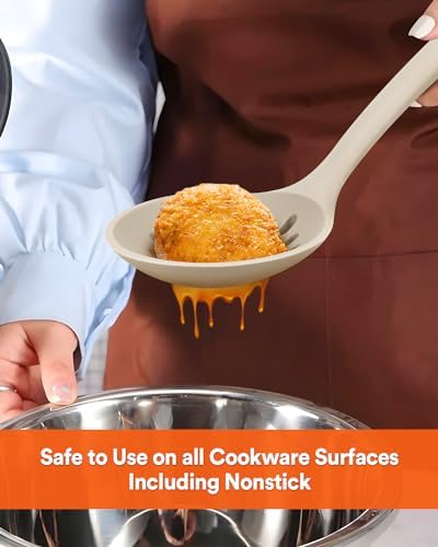 Badiano Silicone Kitchen Ladle Strainer, Large Slotted Spoon - Image 5