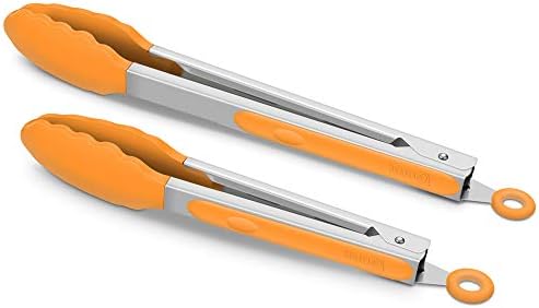 2 Pack Silicone Kitchen Tongs, 9 & 12 Inch, Stainless Steel by ALLWIN-HOUSEWARE