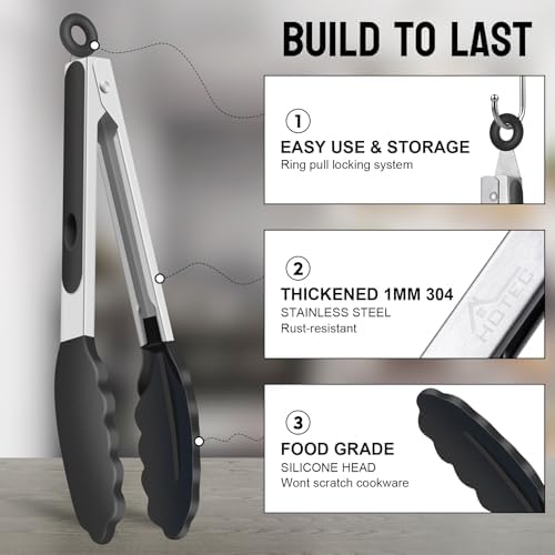 HOTEC Stainless Steel Kitchen Tongs - Image 4
