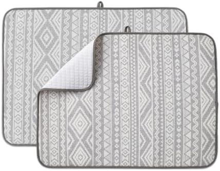 FRESHMINT Dish Drying Mats 2 Pack, Global Bohemian by FRESHMINT