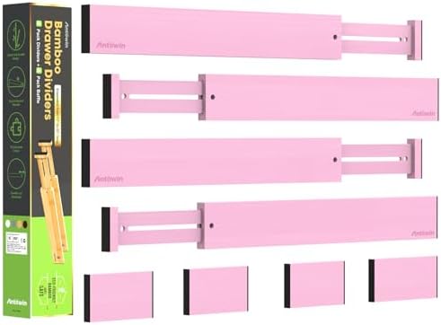 ANTOWIN Expandable Bamboo Drawer Dividers, Fits 17.6-21.6" Drawers by ANTOWIN