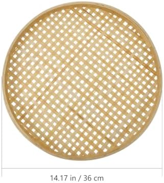 Bamboo Woven Low Basket 14.17 Inch Diameter Multi-Functional Bamboo Sieve Tray - Image 3