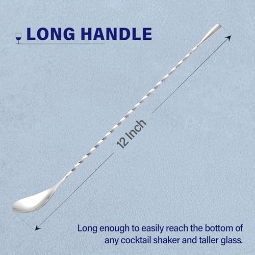 Briout Bar Spoon Cocktail Mixing Stirrers, 12” Long Handle - Image 2