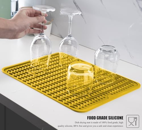 Silicone Dish Drying Mat, Non-Slip Easy Clean Sink Mat - Image 5