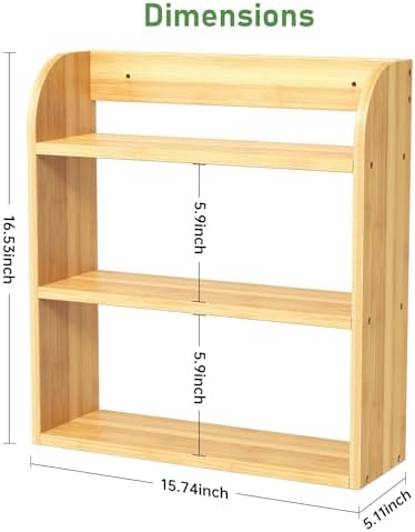 ROMGUAR CRAFT 3 Tier Bamboo Spice Rack Countertop or Wall Mounting - Image 3