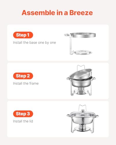 VEVOR Chafing Dish Buffet Set, 5 Qt 4 Pack, Stainless Steel Chafer - Image 5