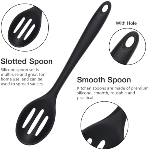 Small Silicone Spoon 4PCS, 8 Inch Mini Slotted Spoons - Image 3