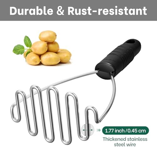 Beneno Ergonomic Soft Grip Stainless Steel Potato Masher - Image 4
