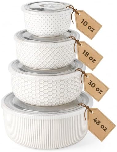 GBhome Ceramic Mixing Bowls Set of 4, Stoneware Nesting Serving Bowls by GBhome