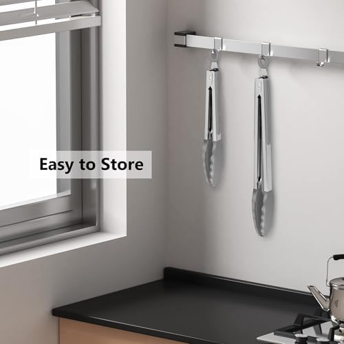 2 Pack Silicone Kitchen Tongs, 9 & 12 Inch, Stainless Steel - Image 6