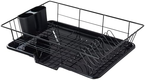 Space-Saving 3-Piece Dish Drainer Rack Set by SweetHomeCollection