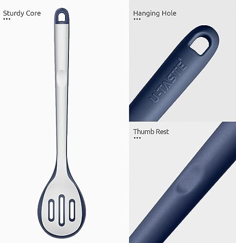 U-Taste Silicone Slotted Spoon, 13.3" Long Large Mix Spoon, Midnight Blue - Image 6