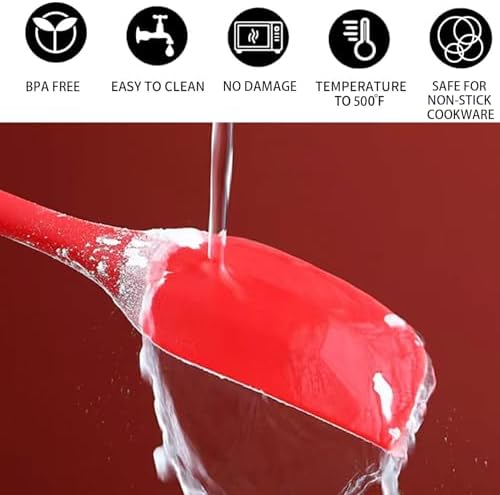KAKAMINA Red Silicone Spatulas, 8 Pack 8.3 Inch, Sturdy Steel Core - Image 7