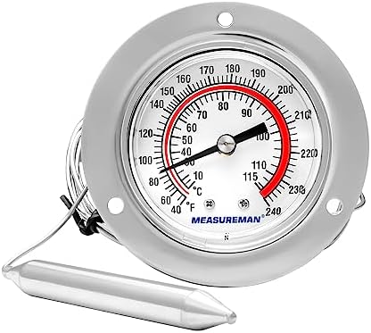MEASUREMAN Vapor Capillary Flanged Panel Mount Refrigeration Thermometer by MEASUREMAN