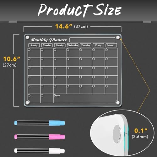 DIYMAG Magnetic Calendar for Refrigerator Fridge Magnet Clear Acrylic - Image 2