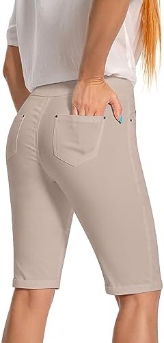 Jenna Rose Women's Stretch Bermuda Shorts – 5-Pocket, Cuffed Hem, Mid-Length - Image 7