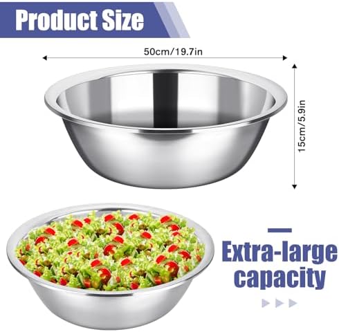 Nuogo 2 Pack Large Mixing Bowls 17 Quart Stainless Steel Flat Base - Image 3
