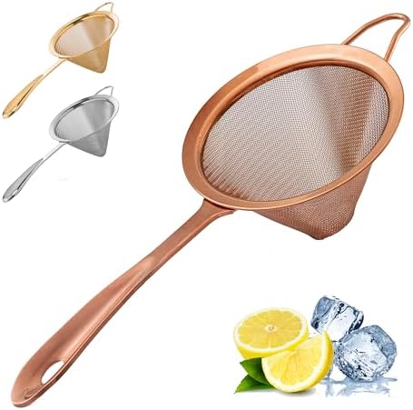 A Bar Above Conical Mesh Strainer, Fine Cocktail Sieve, Antique Copper by ABarAbove