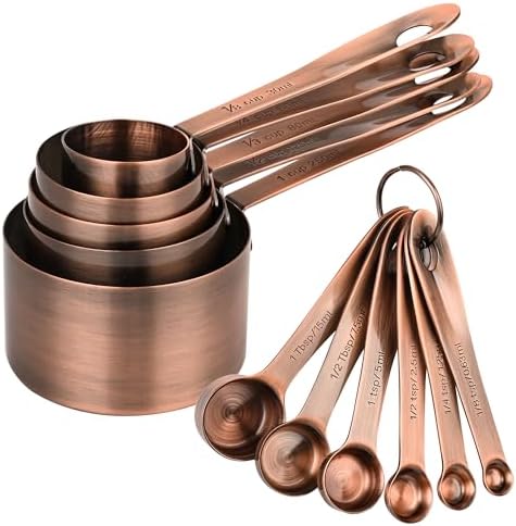 Copper Measuring Cups and Spoons Set, Stainless Steel Measuring Cups and Spoons by SPUVGVC