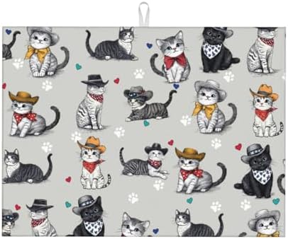 Pet Lover Cat Dish Drying Mat For Kitchen Counter, Super Absorbent Microfiber by indokyeyqaz