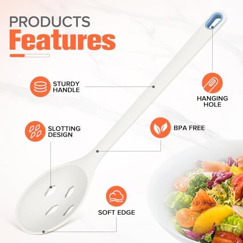 Silicone Cooking Spoon, Solid&Slotted Spoons, 2 Pack - Image 4