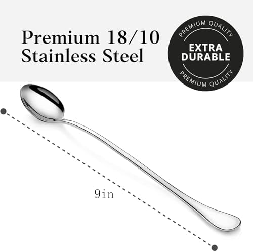 Long Handle Iced Tea Spoons, Tall Coffee & Latte Stirrers, Dessert Spoon Set - Image 2