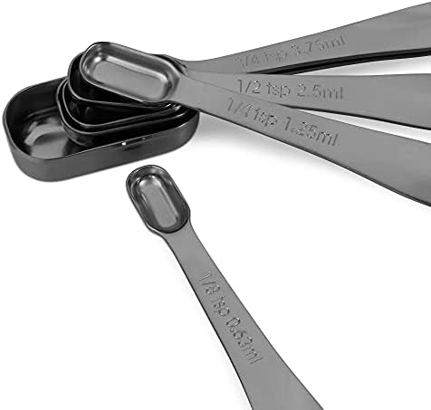 6-Piece 18/8 Stainless Steel Measuring Spoons Set, Dark Gray - Image 3