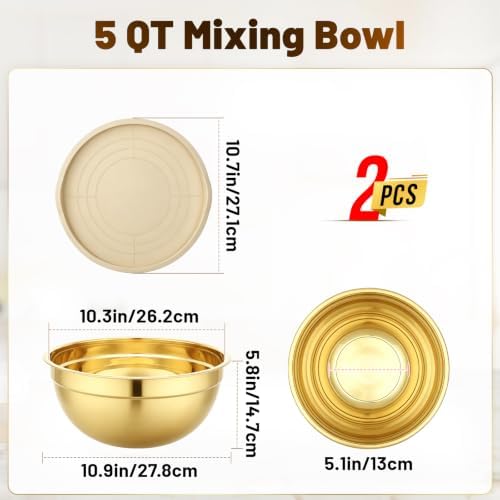 Beasea 5 QT Stainless Steel Mixing Bowls - Image 2