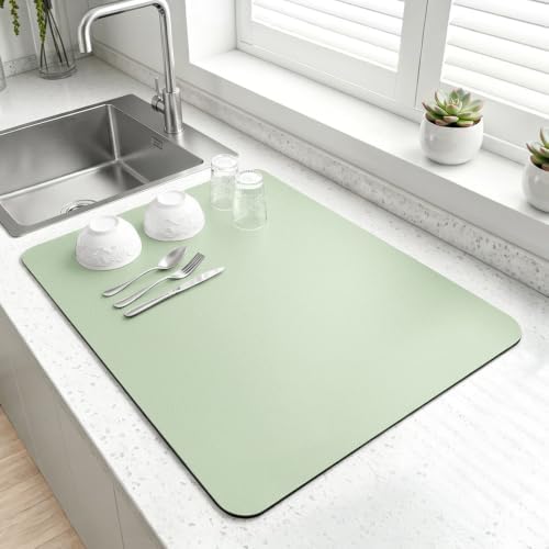 LOPNUR Small Dish Drying Mat for Kitchen Counter, Sage Green by LOPNUR