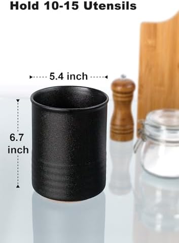 ABRUTY Utensil Holder, 6.7" Ceramic Kitchen Utensil Crock - Image 2