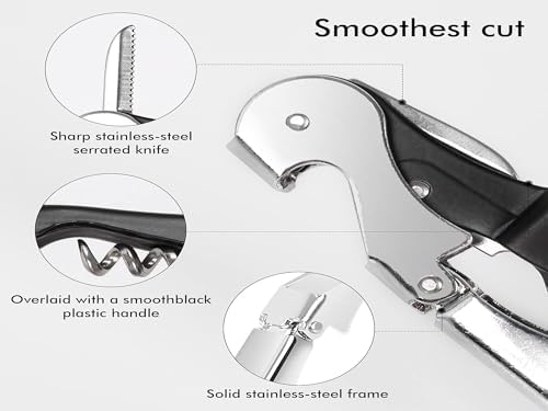 Professional Waiter Corkscrew Wine Openers Set, Heavy Duty Stainless Steel - Image 4