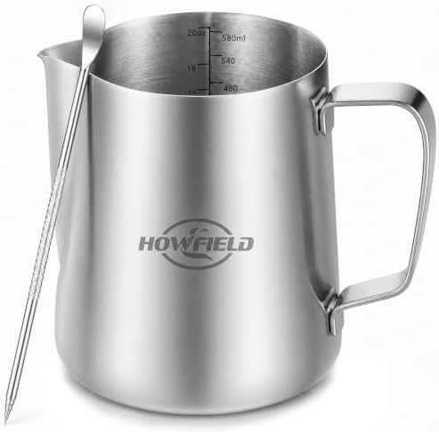 20oz Milk Frothing Pitcher, 304 Stainless Steel Latte Jug by HOWFIELD