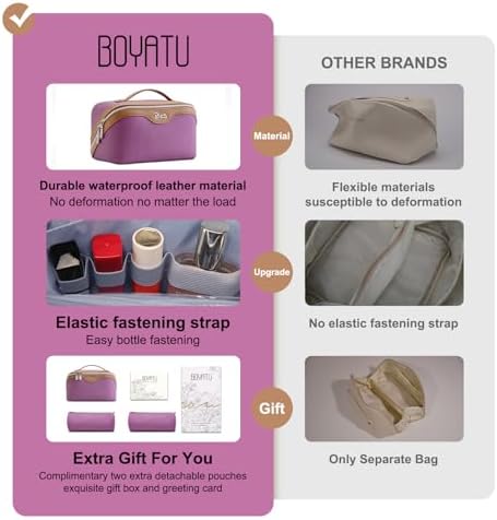 BOYATU Travel Makeup Bag Organizer Cosmetic Bag: 3 Pcs Set Make up Bags - Image 2